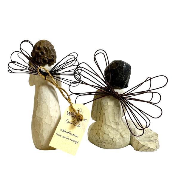 Demdaco Vintage Willow Tree " With Affection" and "Angel of Protection" Set of 2 - Picture 3 of 5